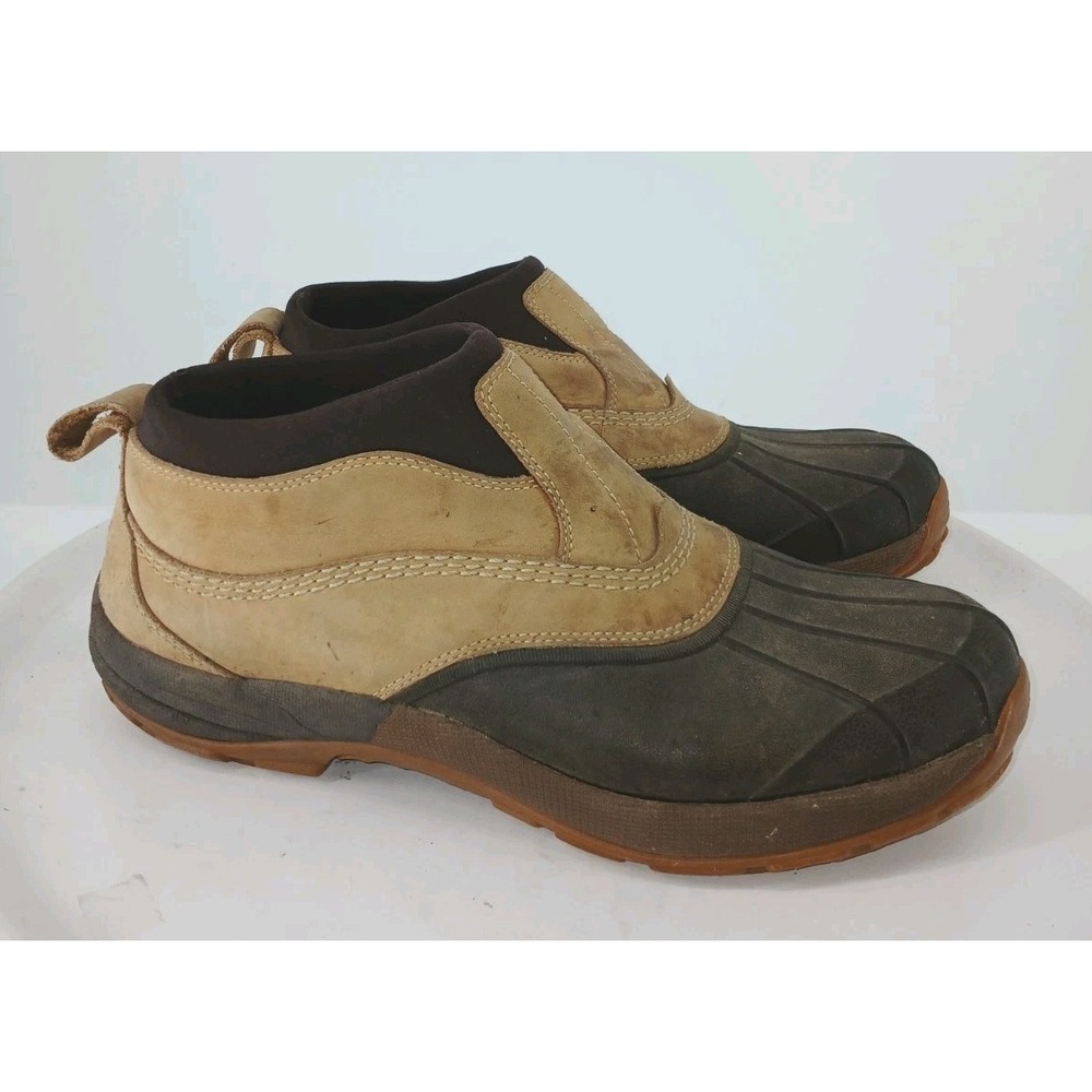 Vintage L L Bean Mens Duck Boots/shoes Tan Leather Low Top Snow Waterproof 12 C1